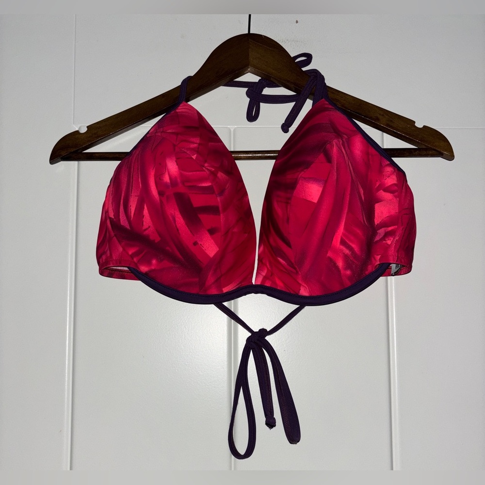 Ujena84 Floral Red Purple Bikini Swim 2pcs Set Women 2X/L Summer Tropic Poolside